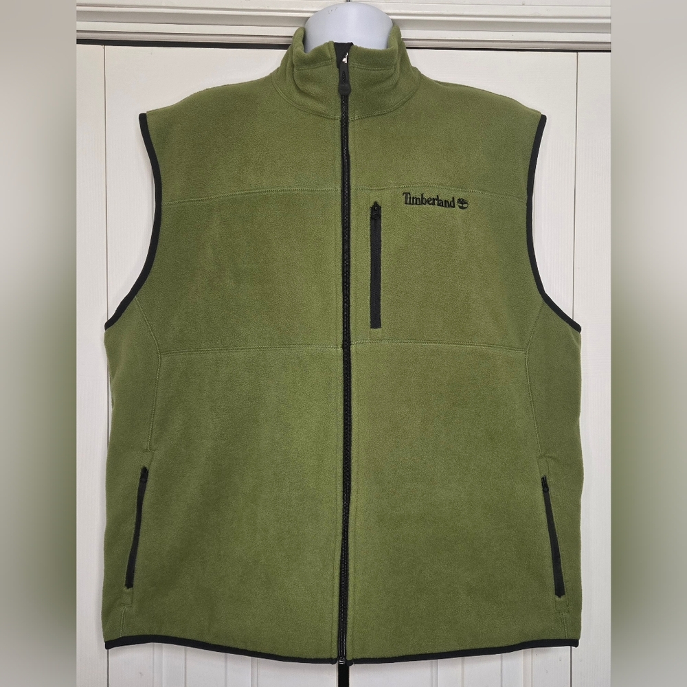 Timberland Fleece Vest Men's XL Olive Green Full Zip Gorpcore Outdoor